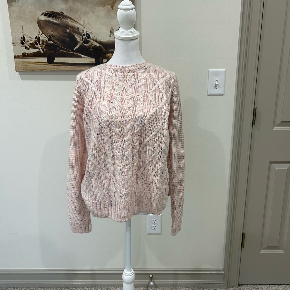 Sonoma Women's Light Pink Cable Knit Sweater